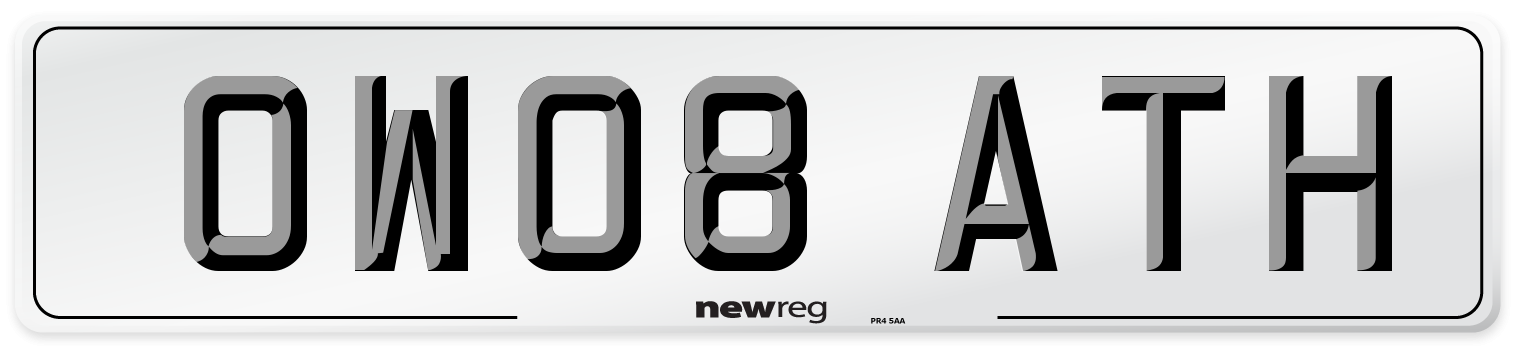 OW08 ATH Number Plate from New Reg